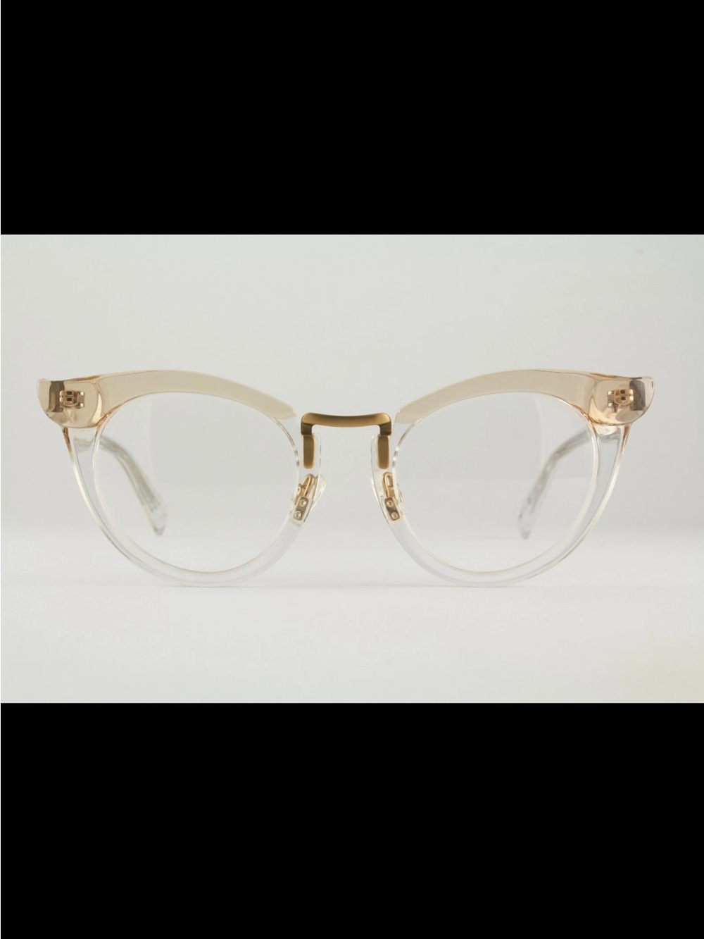 Warby Parker Zelda Leith 47mm Crystal Peach & Gold Rimless-Style Glasses RARE